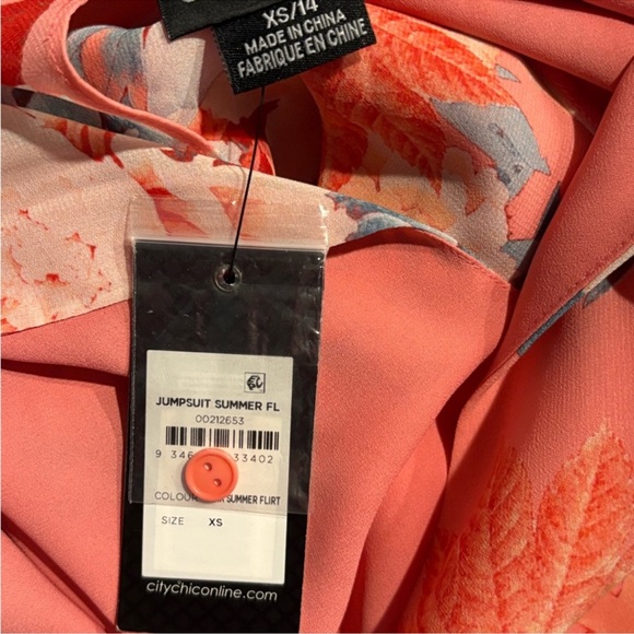 City Chic Summer Floral Jumpsuit - pink Size 14 - Picture 5 of 7